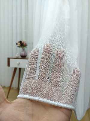 Oturma Odası - Ekru Şantuk Düz Tül Perde Ütü İstemez