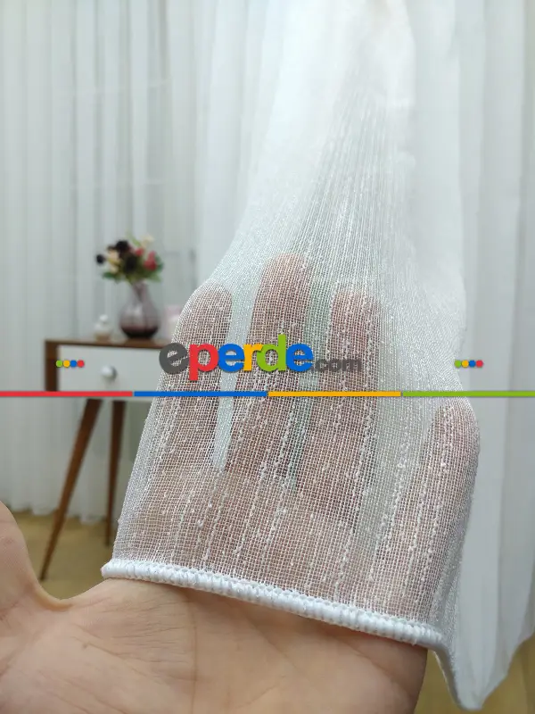 Salon Tül Perde - Ekru Şantuk Düz Tül Perde Üreticiden Satış- Ekru