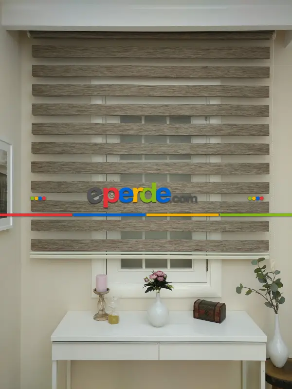 Oturma Odası - Zebra Perde Bambu Düz Zebra Perde, Vizon Rengi