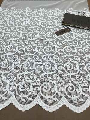 Yeni Seri Duble Etek Nakış İşlemeli Tül Perde Brillant- Ekru