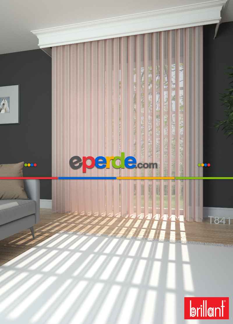 Brillant Akıllı Tül Perde Açık Pembe Renkli Tül Dikey Zebra Perde Düz 1. Kalite