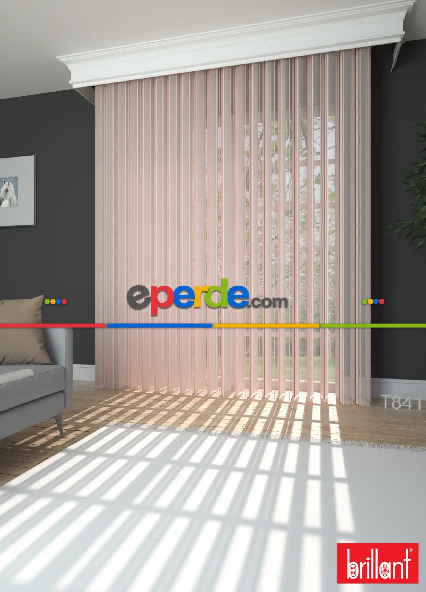 Brillant Akıllı Tül Perde Açık Pembe Renkli Tül Dikey Zebra Perde Düz 1. Kalite