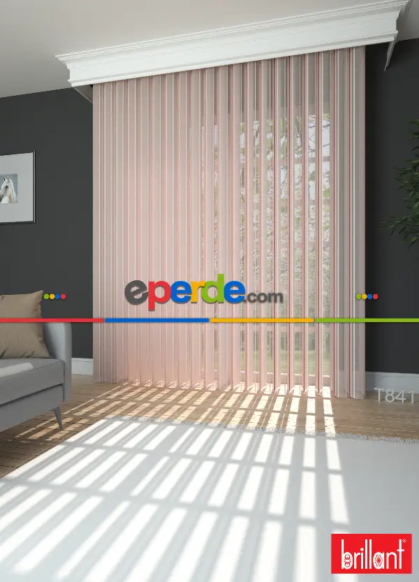 Brillant Akıllı Tül Perde Açık Pembe Renkli Tül Dikey Zebra Perde Düz 1. Kalite