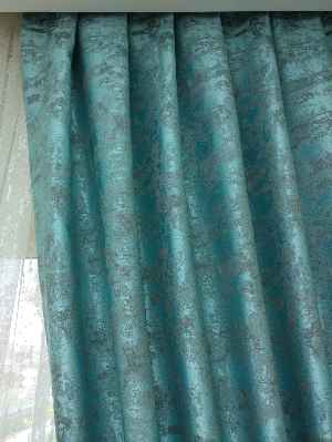 Patine Desenli Turkuaz - Katyonik Jakar Fon Perde- Turkuaz