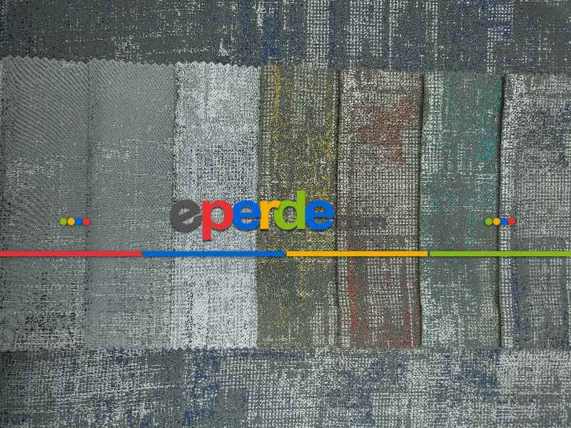 Jakar Desenli Fon Perde- Lacivert-bej