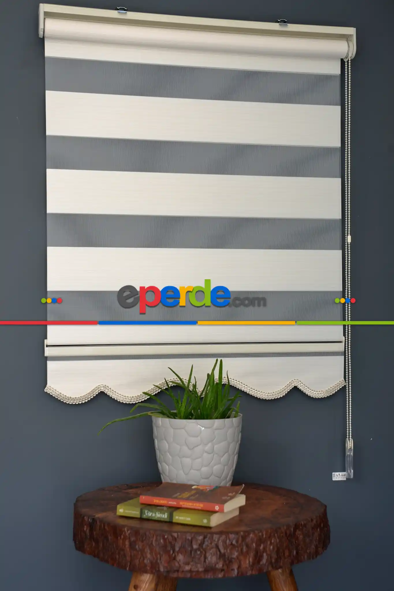 Halim Perdesan Dk-101 Krem & Beyaz Renk Etekli Veya Eteksiz Zebra Stor Perde