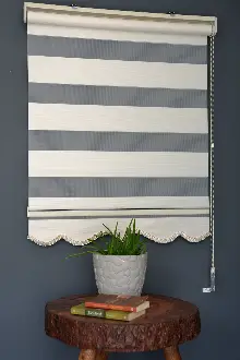 Halim Perdesan Dk-101 Krem & Beyaz Renk Etekli Veya Eteksiz Zebra Stor Perde