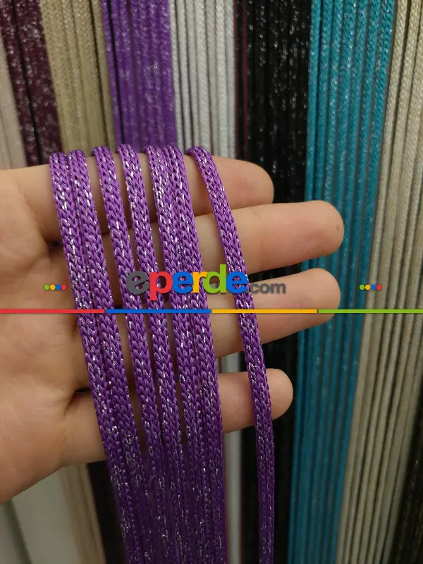 İp Perde - Mor Jumbo Simli Zincir Serisi İp Perde- Mor