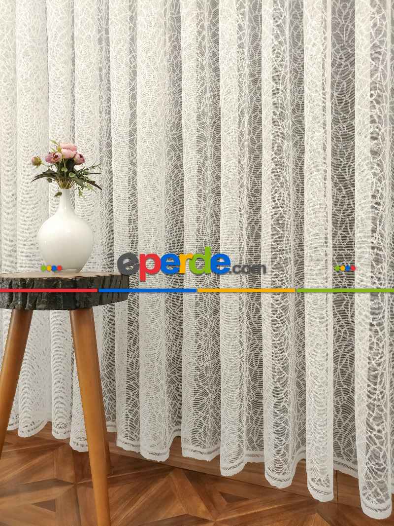 Spor Desen Fransız Dantel Tül Perde 562- Ekru