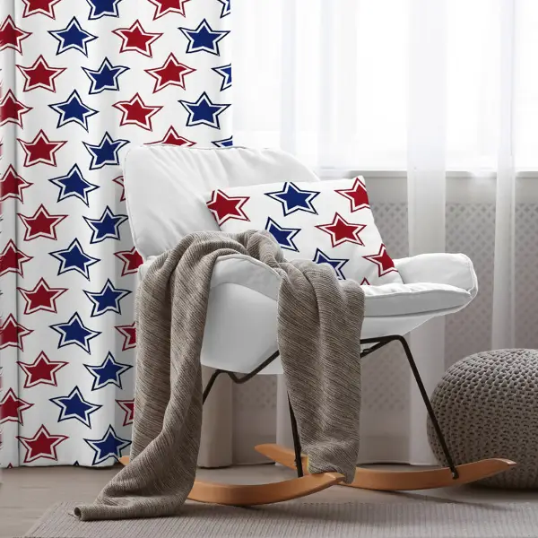 Yıldız Desenli Fon Perde Evim408-15 Kumaşı Kalındır Duck Bezi Değildir- Mavi-beyaz