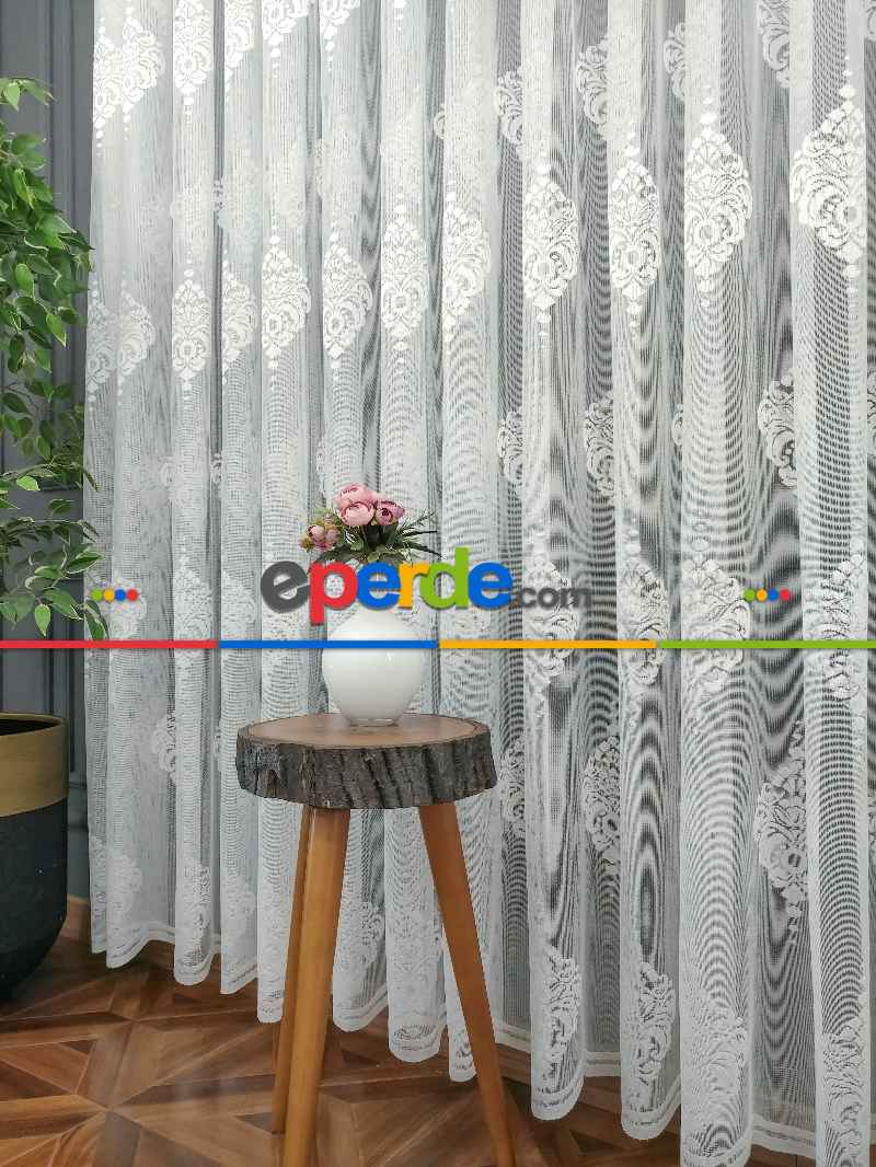 Oturma Odası - Fransız Dantel Tül Perde- Ekru