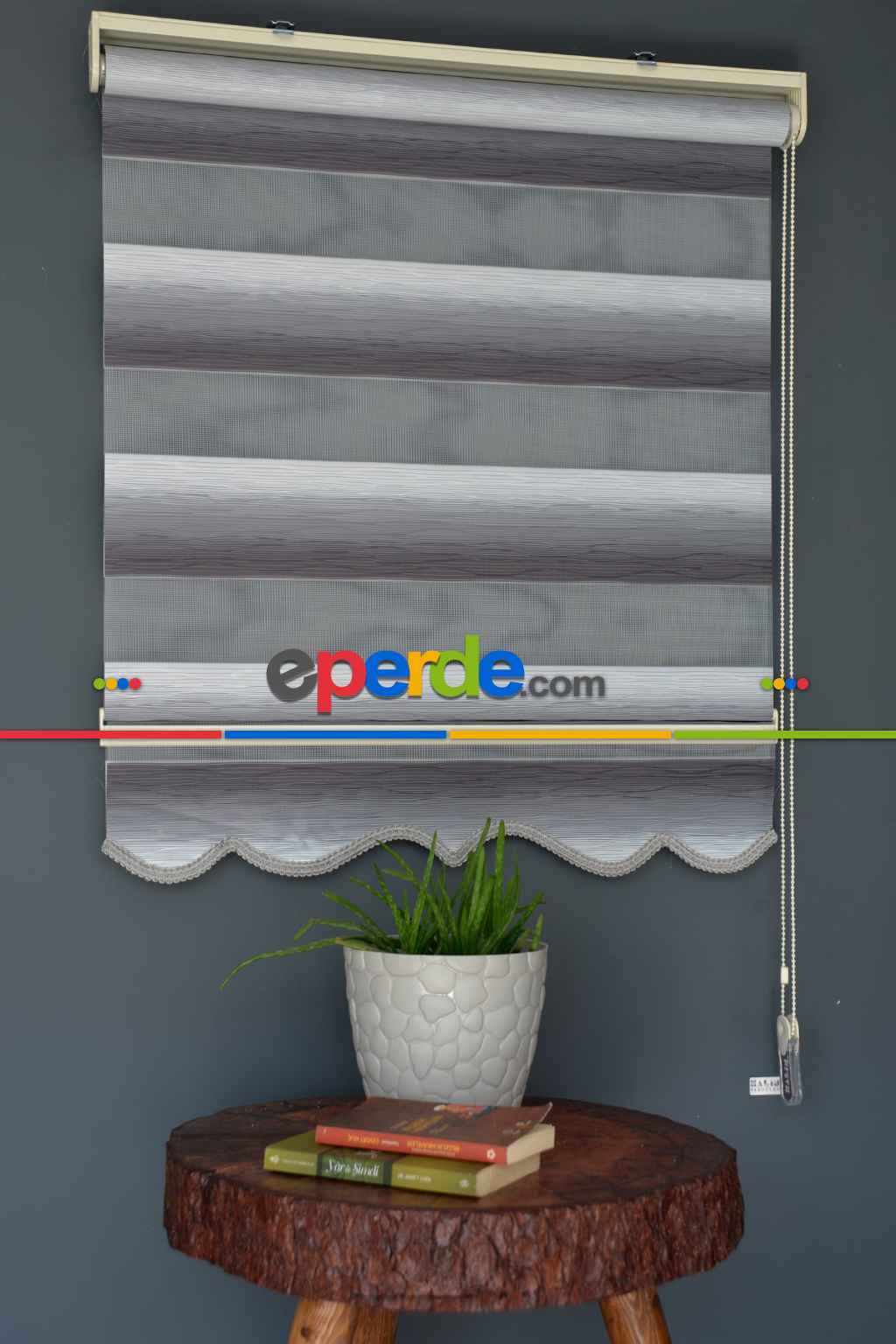 Halim Perdesan Mf-11 Beyaz & Gri Renk Etekli Veya Eteksiz Zebra Stor Perde