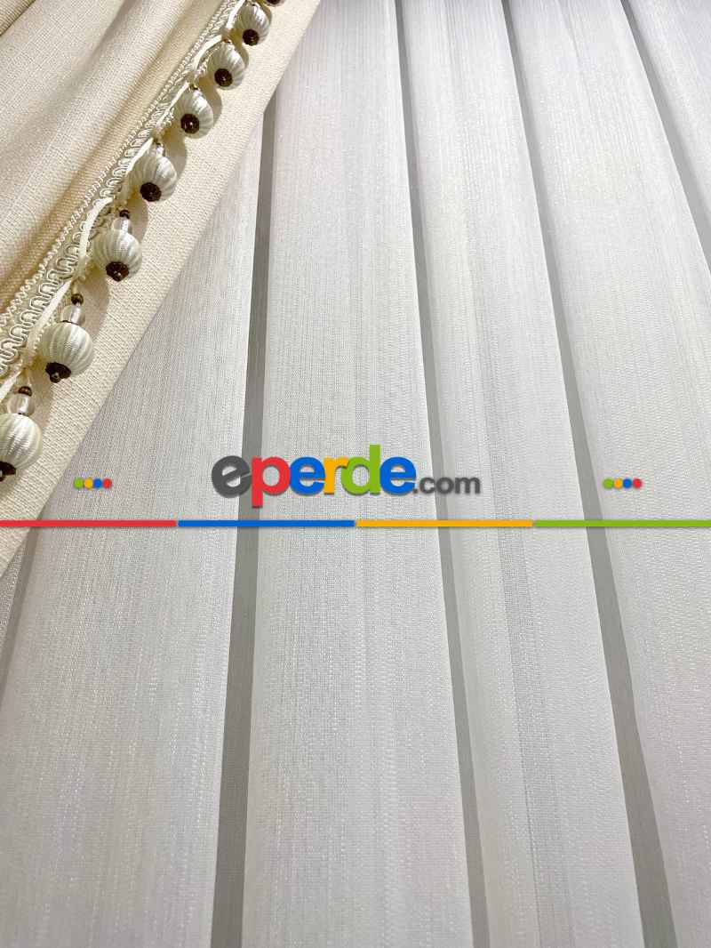 Yatak Odası - Brillant Düz Simli Kalın Bambu Ağır Gramaj Lüx Tül Perde