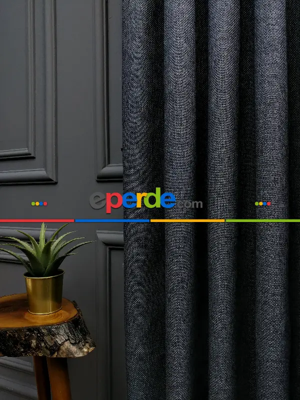 Gerçek Hasır Dokuma Salon Fon Perdesi 2021 Elite Series- Füme-mavi Grimsi