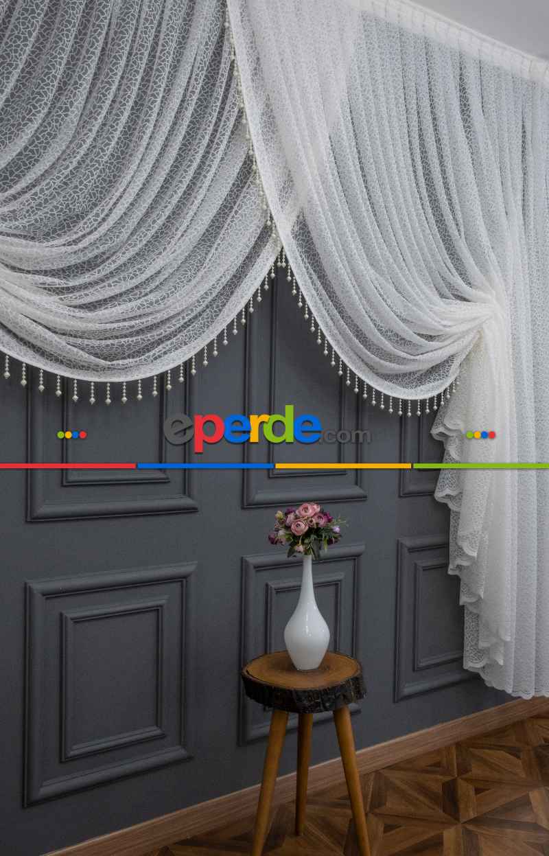 Yanki Kruvaze Tül Arı Peteği Tül Kristal İnci Boncuklu