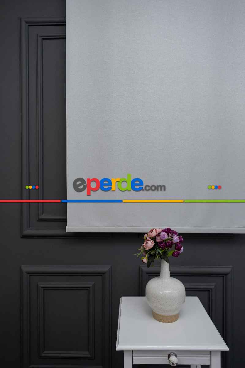 Yatak Odası - Stor Perde Kalın Kumaş Yaldızlı Açık Gri Renk A Kalite