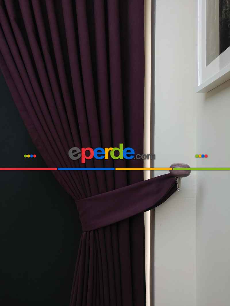 Düz Renk Dökümlü Fon Perde (180)- Mürdüm