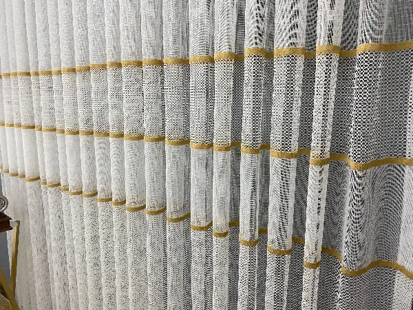 Salon - Milano Gold Altın Ara Bantlı Yeni Tasarım Tül Perde