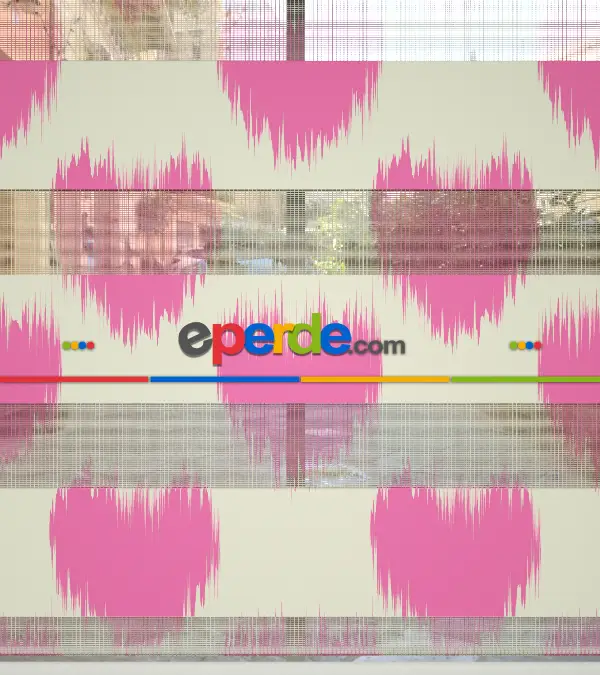 Kalp Desenli Baskılı Zebra Perde- Çok Renkli