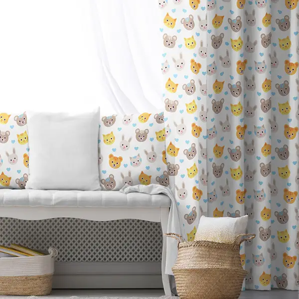 Çocuk Fon Perde Evim1616-3 Kumaşı Kalındır Duck Bezi Değildir- Mavi-beyaz