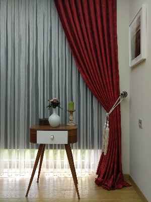 Patine Desenli Kırmızı Bordo Renk Jakar Desenli Fon Perde - Bordo