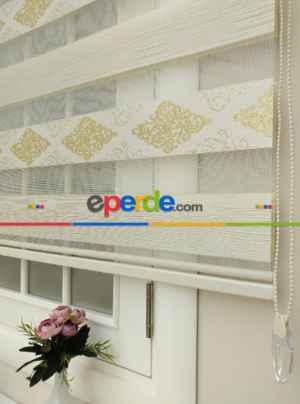 Zebra Perde - 2022 Damask Altın Krem