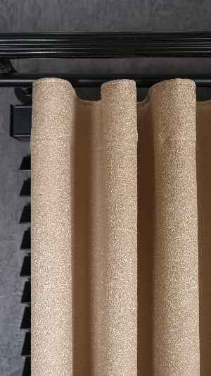 Bej Premium Jakar Dokuma Fon Perde, Parlak Zemin