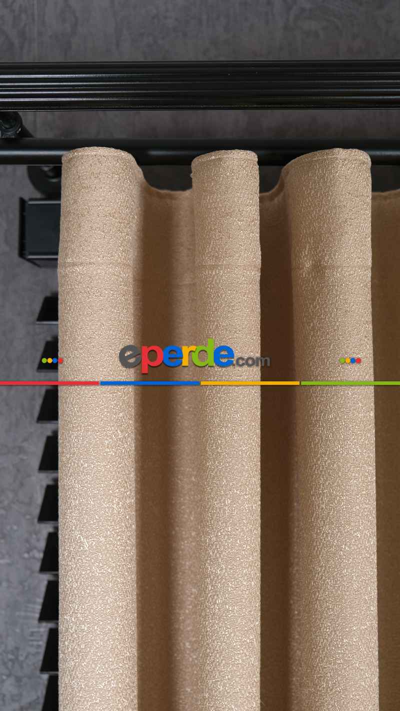 Bej Premium Jakar Dokuma Fon Perde, 33 Farklı Renk Parlak Zemin