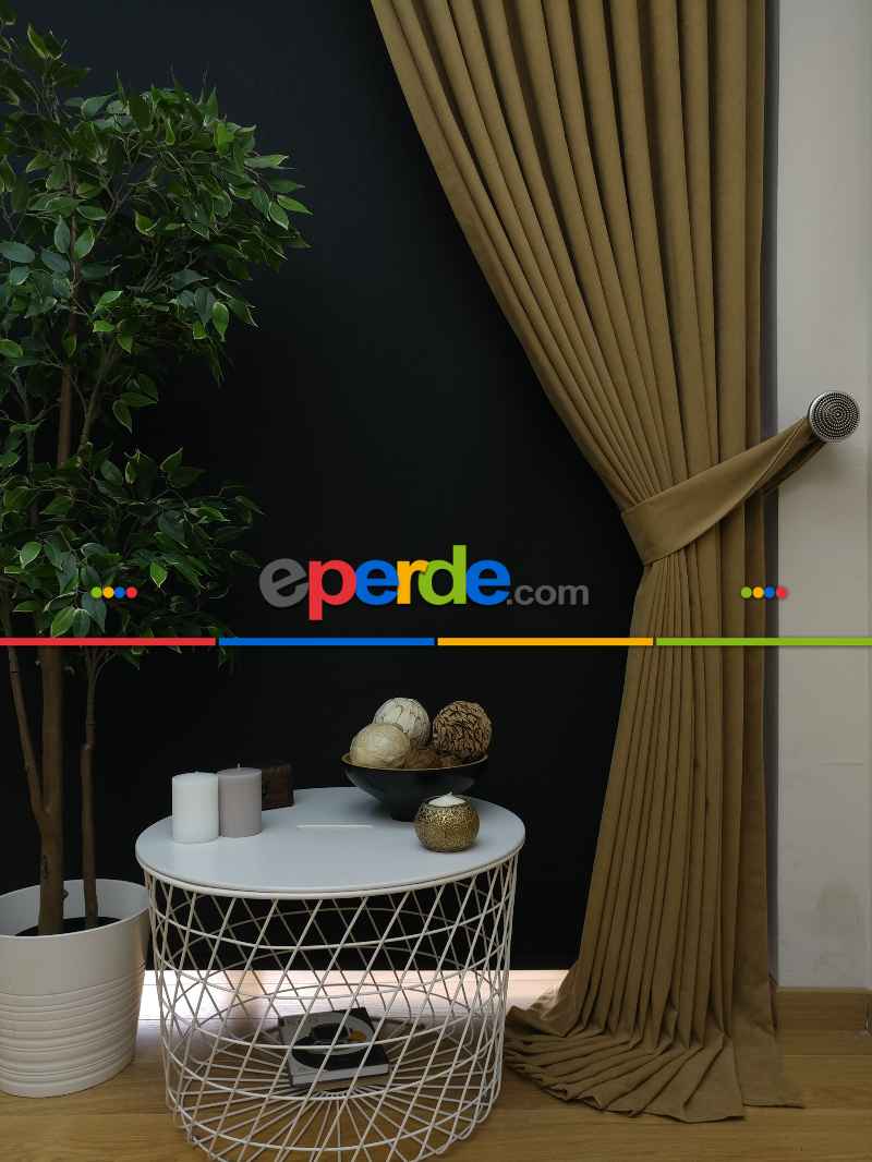 Düz Renk Dökümlü Fon Perde (150)- Haki