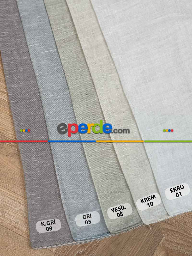 5 Renk İpek Keten Tül Perde, Premium Seri, Kurşunlu Tül