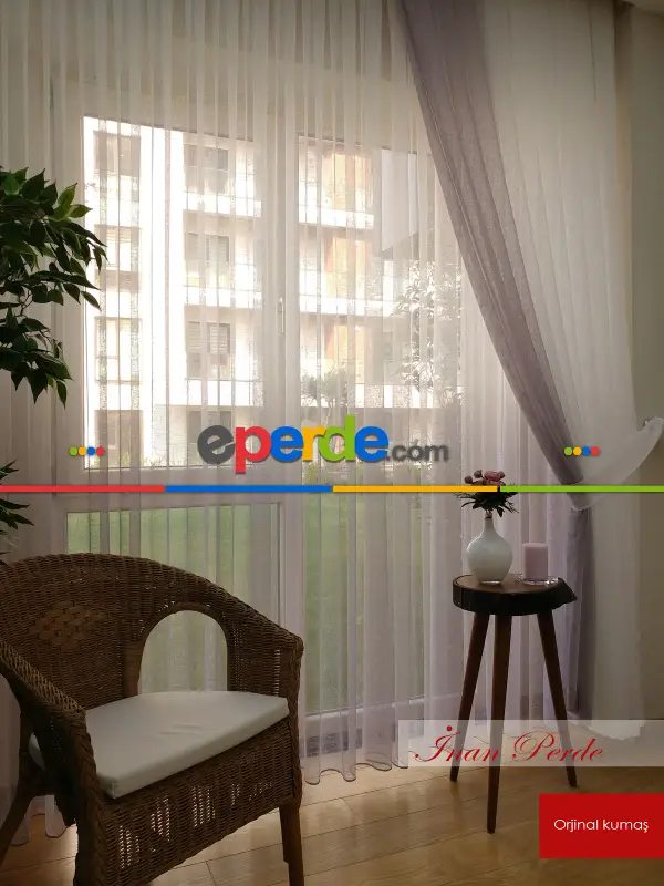 Degrade Renk Geçişli Fransız Danteli Düz Tül Perde ( Fon Satın Alarak Kombin Yapılabilir )- Gri Açık-Ekru