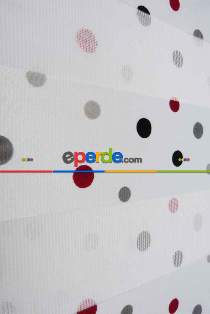 Renkli Basklı Çocuk Odası Zebra Perde- Siyah-kırmızı Koyu