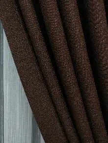 Keten Koyu Kahve Renk Düz Fon Perde- Kahve Koyu