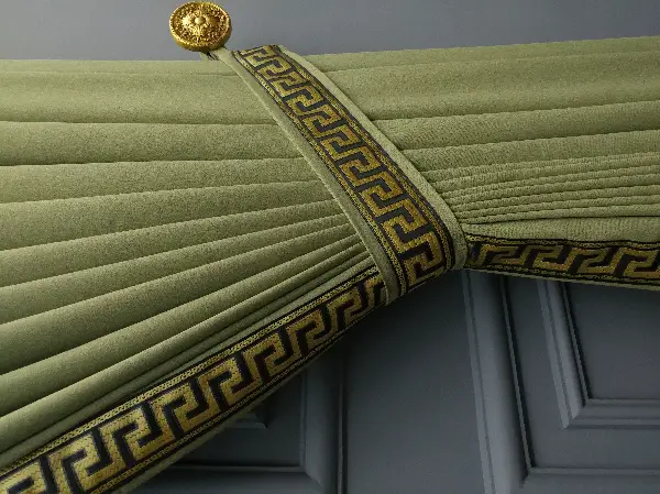 Salon Perdesi - Modern Bordürlü Salon Fon Perdesi İkon 2021 Elıte- Siyah