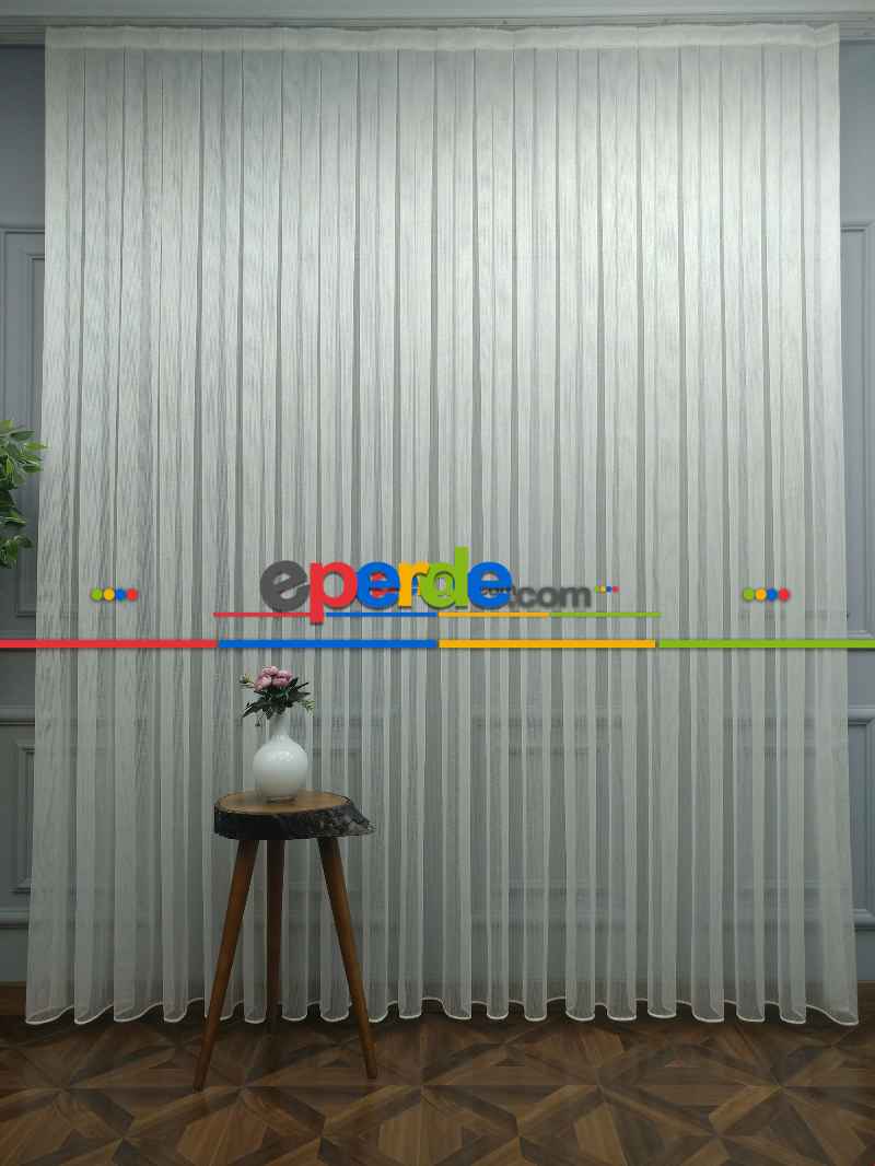 Çelik Çizgili Yüksek Gramajlı Tül Perde - Kurşunlu Tül