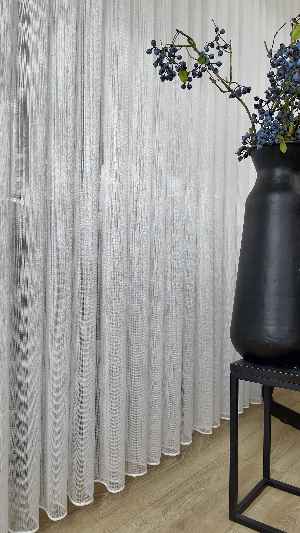 % 50 İndirimli Hazır Ölçü Çizgili Düz Tül - Ütü İstemez