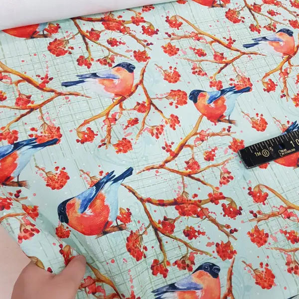 Mutfak Perdesi Kanat Fon Perde Kuş Desenli- Beyaz