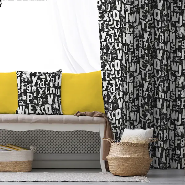 Genç Odası - Geometrik Desenli Fon Perde Evim932 Kumaşı Kalındır Duck Bezi Değildir- Mavi-beyaz