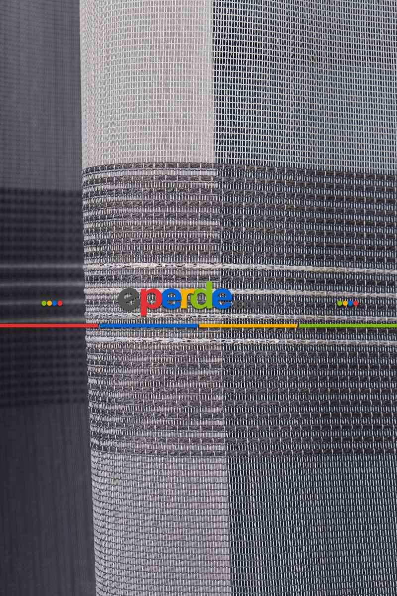 Yatak Odası - Ekru - Antrasit Gri Düz Tül Perde Ütü Istemez