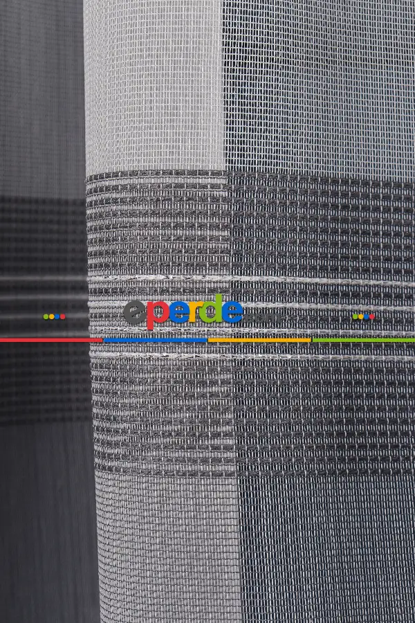 Yatak Odası - Ekru - Antrasit Gri Düz Tül Perde Ütü Istemez