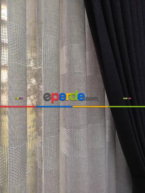 Salon Fon Perde - Keten Patlıcan Moru Rengi Düz Fon Perde- Mor Patlıcan Moru