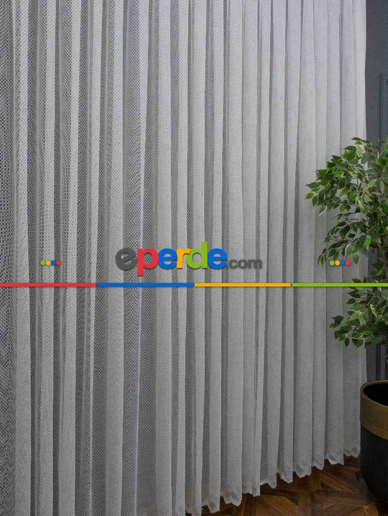 Spor Desenli Fransız Danteli Örme Tül Perde