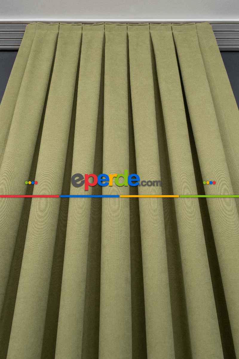 Su Yeşili Rengi Düz Fon Perde En Dökümlü Fon Perde