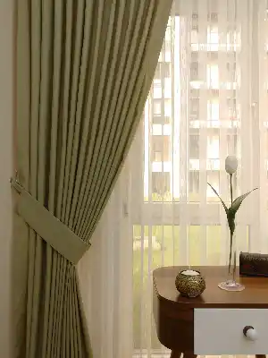 Pamuk Saten Fon Perde - Zeytin Yeşili- Yeşil