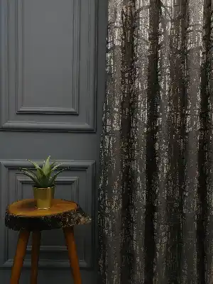 Modern Desenli Jakarlı Fon Perde Yeni Seri 101- Bej-füme-gri Açık