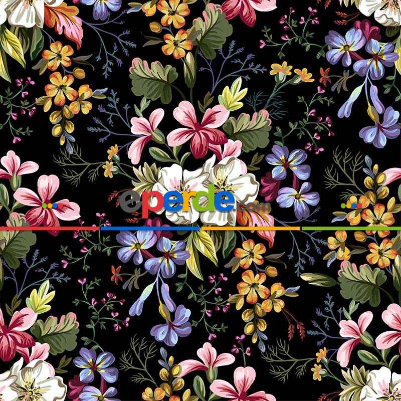 Çiçek Desenli Fon Perde Evm767 Kumaşı Kalındır Duck Bezi Değildir- Yeşil-Sarı-Beyaz-Pembe