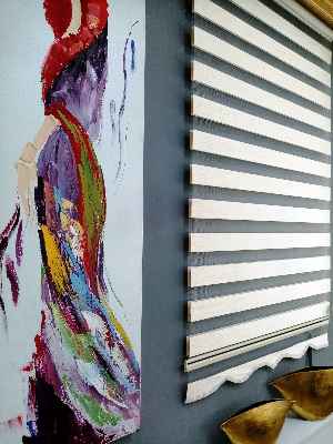 Oturma Odası - Bambu Zebra 2021 Sezonu Krem Renk A Kalite Bambu Zebra Perde- Krem