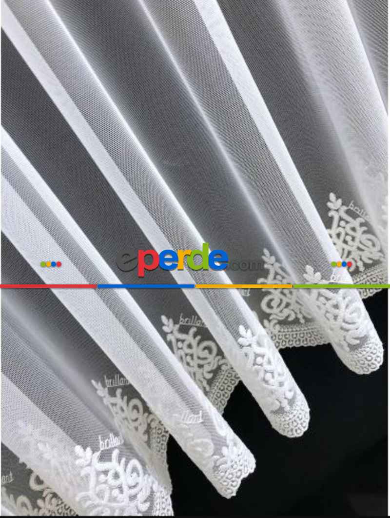 Mutfak - Brillant Arne Desen Nakışlı Orjinal Tül Perde