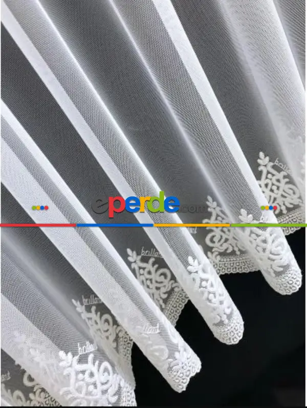 Mutfak - Brillant Arne Desen Nakışlı Orjinal Tül Perde