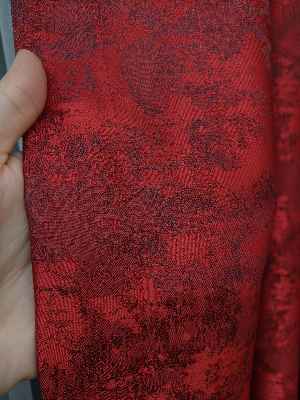 Patine Desenli Kırmızı Bordo Renk Jakar Desenli Fon Perde - Bordo